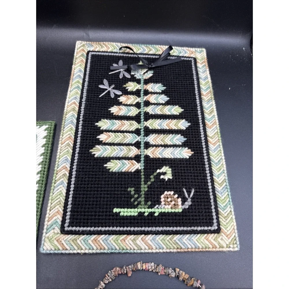 Plastic Canvas Completed Wall Decor Door Hanger Flowed Cactus Tree